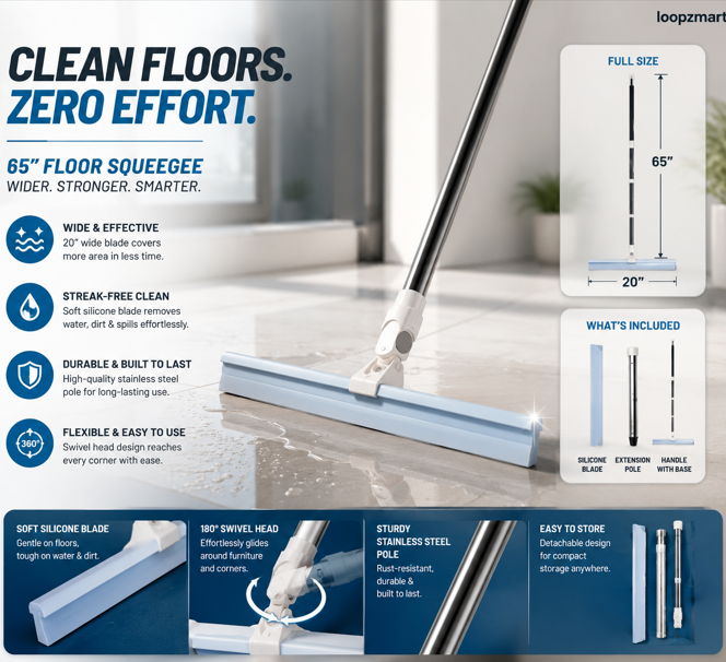 Floor Squeegee with Stainless Steel Handle