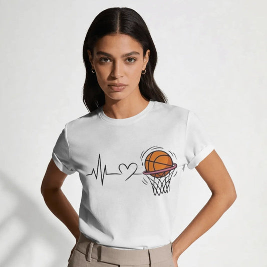 Basketball Hoop and Heart T-Shirt (Women)